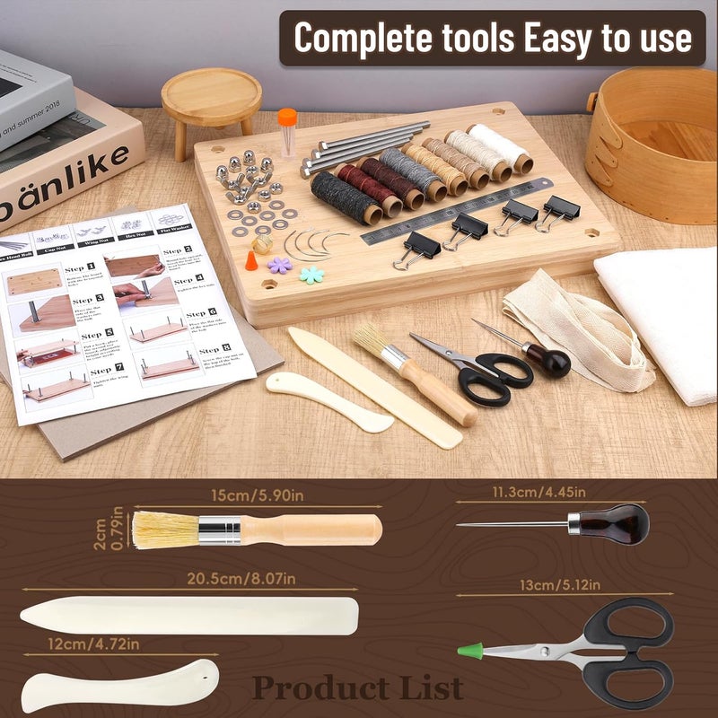 ZMAAGG Book Binding Kits, 14.8 x 11.4 Inch Book Press, 36 PCS Books Making Kit with Wax Thread, Bone Folder, Awl, Large Eye Needles for Beginner DIY - Image 2